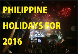 philippine holidays FOR 2016